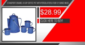 Stansport Enamel 8-cup Coffee Pot With Percolator & Four 12-ounce Mugs